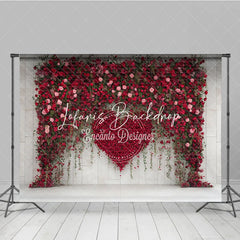 Lofaris Elegant Red and Pink Rose Floral Heart Photography Backdrop Romantic Wedding Valentine’s Day Party Decoration