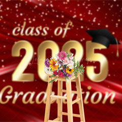 Lofaris Elegant Red Gold Dots Graduation Ceremony Backdrop