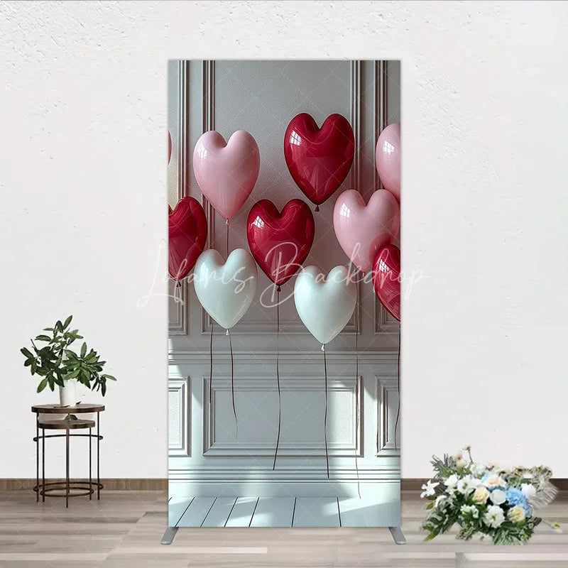 Lofaris Elegant Red Pink and White Heart Balloons Rectangle Arch Backdrop Romantic Love Celebration Decor