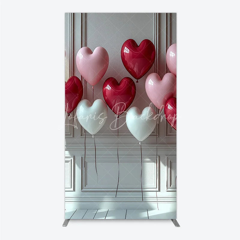 Lofaris Elegant Red Pink and White Heart Balloons Rectangle Arch Backdrop Romantic Love Celebration Decor