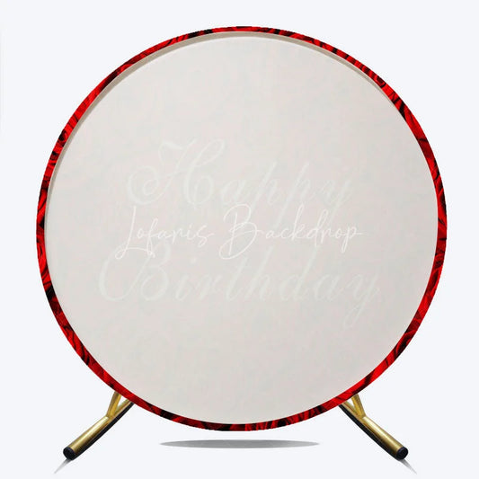 Lofaris Elegant Red Roses Happy Birthday Round Backdrop Beautiful Floral Design for Celebration Party Decor