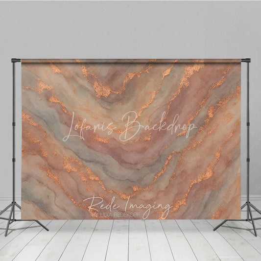 Lofaris Elegant Rose Gold Marble Photography Backdrop Abstract Texture for Professional Portrait Sessions