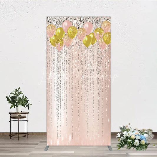 Lofaris Elegant Rose Gold Pink and Glitter Balloon Diamond Rectangle Arch Backdrop Celebration Party Decor