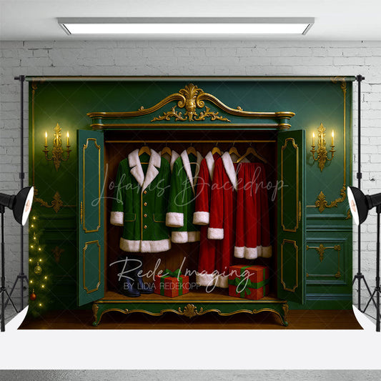 Lofaris Elegant Santas Closet Sweet Christmas Vibe Backdrop