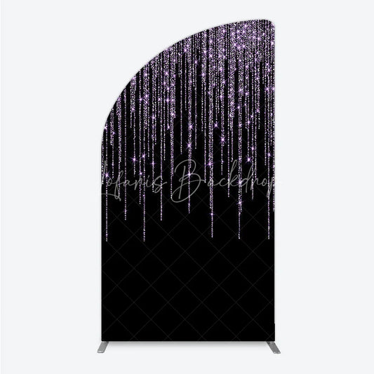 Lofaris Elegant Shimmering Lavender Glitter Half Moon Arch Backdrop Sparkling Black Party Decor for Celebrations