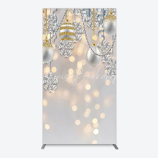 Lofaris Elegant Silver and Gold Glitter Christmas Ornaments Rectangle Arch Backdrop Winter Holiday Party Decor