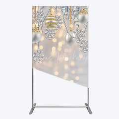 Lofaris Elegant Silver and Gold Glitter Christmas Ornaments Rectangle Arch Backdrop Winter Holiday Party Decor