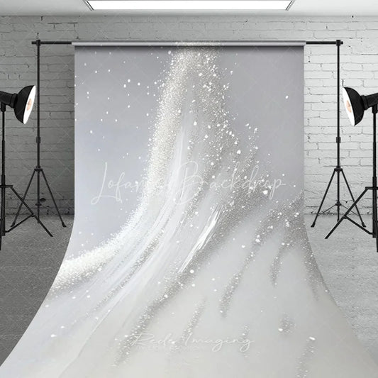 Lofaris Elegant Silver Glitter and White Brush Stroke Abstract Sweep Backdrop Modern Photography Decor for Events
