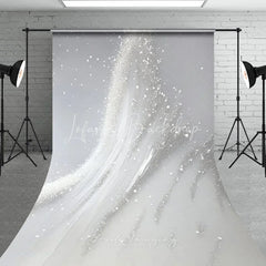 Lofaris Elegant Silver Glitter and White Brush Stroke Abstract Sweep Backdrop Modern Photography Decor for Events