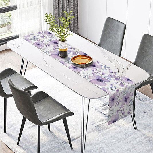 Lofaris Elegant Spring Floral Table Runner in a Sweet Purple Vibe Moody Botanical Design Romantic Kitchen Dining Decor