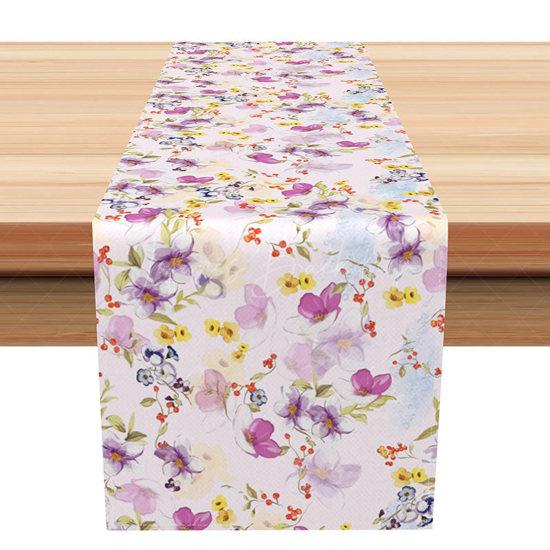 Lofaris Elegant Spring Table Runner with Purple Phalaenopsis Orchid for Formal Dining and Wedding Decor
