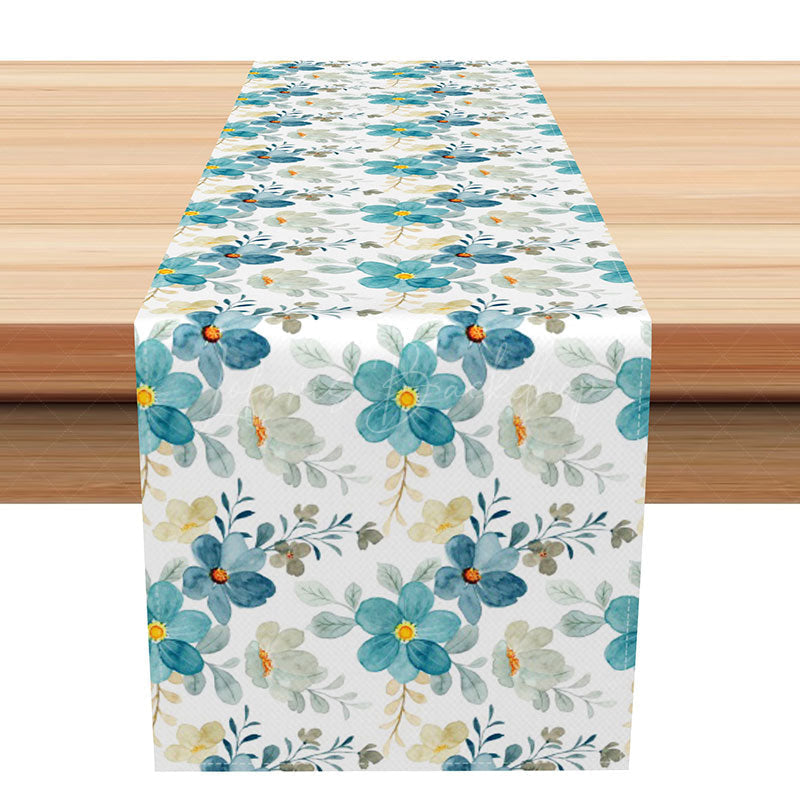 Lofaris Elegant Spring Table Runner with Repeating Floral Pattern Fresh Botanical Design Modern Farmhouse Kitchen Decor