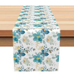 Lofaris Elegant Spring Table Runner with Repeating Floral Pattern Fresh Botanical Design Modern Farmhouse Kitchen Decor