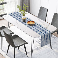 Lofaris Elegant Striped Table Runner with Blue and White Gradient for Coastal Modern Dining Decor