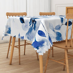 Lofaris Elegant Tablecloth with Chinese Ink Wash Painting of Flowers for Asian Inspired and Zen Dining Decor