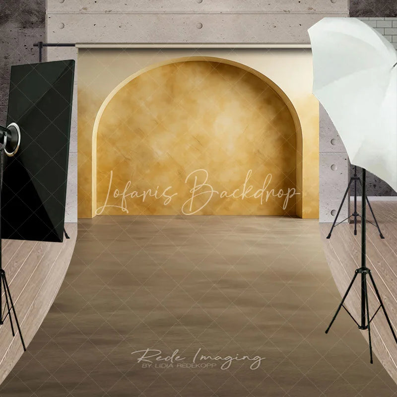 Lofaris Elegant Warm Yellow Textured Arch Sweep Backdrop Modern Minimalist Studio Photography Background for Portraits