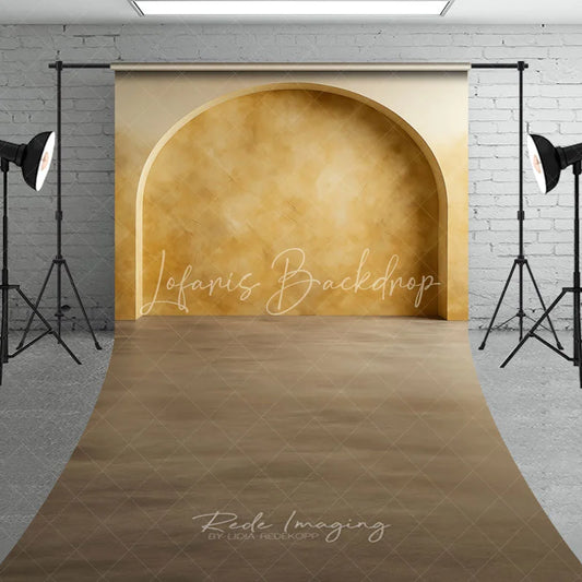 Lofaris Elegant Warm Yellow Textured Arch Sweep Backdrop Modern Minimalist Studio Photography Background for Portraits