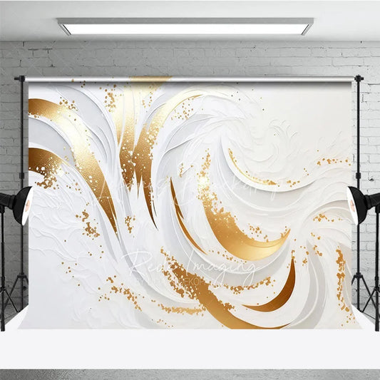 Lofaris Elegant White and Gold Swirl Photography Backdrop Luxury Glitter Design for Studio Photoshoot
