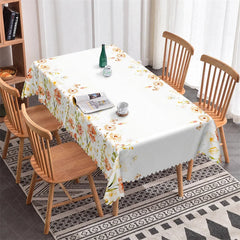 Lofaris Elegant White and Grey Floral Butterfly Rectangle Tablecloth Scalloped Edge Dining Party Decor
