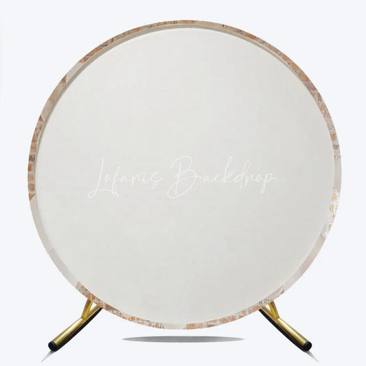 Lofaris Elegant White and Translucent Balloons Round Backdrop with Rustic Brick Wall Minimalist Party Decoration