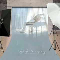 Lofaris Elegant White Grand Piano Sweep Backdrop Glossy Floor Photography Mat Music Room Decoration