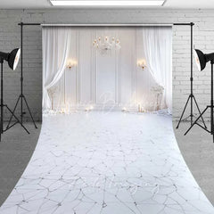 Lofaris Elegant White Room Sweep Backdrop Marble Texture Bright Interior Photography Floor Mat Wedding Bridal Decoration