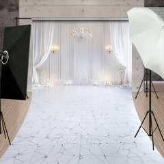 Lofaris Elegant White Room Sweep Backdrop Marble Texture Bright Interior Photography Floor Mat Wedding Bridal Decoration