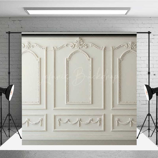 Lofaris Elegant White Wall Photography Backdrop Classic European Molding Panels French Vintage Style Studio Photo Prop