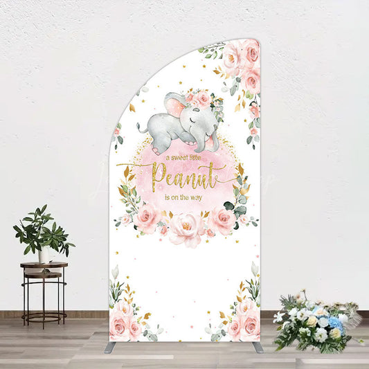 Lofaris Elephant Little Peanut Baby Shower Half Moon Arch Backdrop