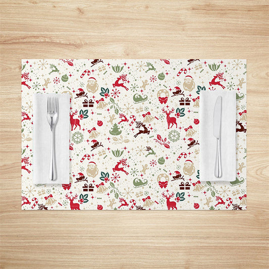 Lofaris Elk Santa Sled Candy Cherry Xmas Set Of 4 Placemats
