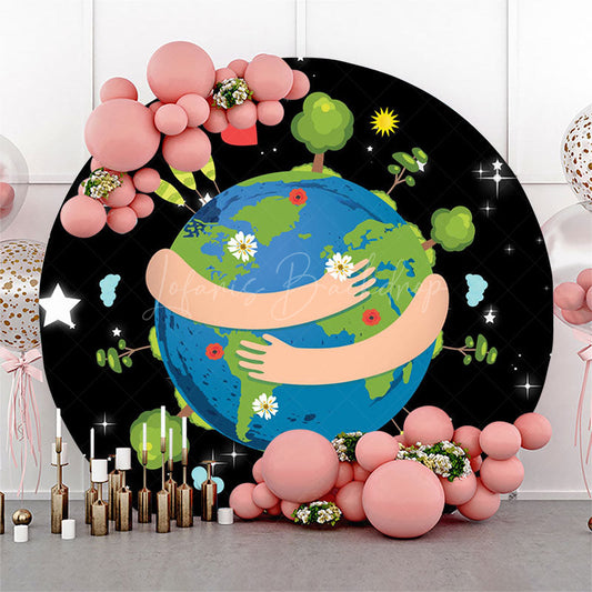 Lofaris Embrace The Earth Black Star Sparkle Round Backdrop