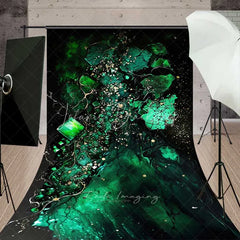 Lofaris Emerald Green and Gold Fluid Art Backdrop Abstract Geode Fragments Photography Background