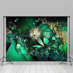 Lofaris Emerald Green Crystal Burst Abstract Backdrop Gold Fluid Art Photography Background Elegant Party Decor