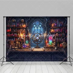 Lofaris Enchanted Alchemist Workshop Photography Backdrop Gothic Window Celestial Armillary Sphere Magical Potions and Scrolls