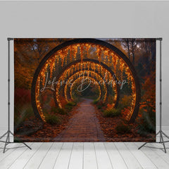 Lofaris Enchanted Autumn Forest Photography Backdrop Path Through Glowing Arches Magical Fall Wedding Photo Background