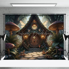 Lofaris Enchanted Fairy House Photography Backdrop with Magical Forest Glowing Mushrooms and Whimsical Butterfly Wings