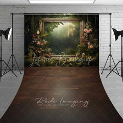 Lofaris Enchanted Forest Frame Sweep Photo Backdrop Green Nature Floral Mirror Background Fairy Tale Jungle Floor Prop