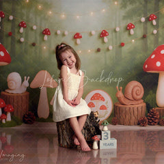 Lofaris Enchanted Forest Mushroom and Snail Sweep Backdrop Woodland Birthday Party Decor