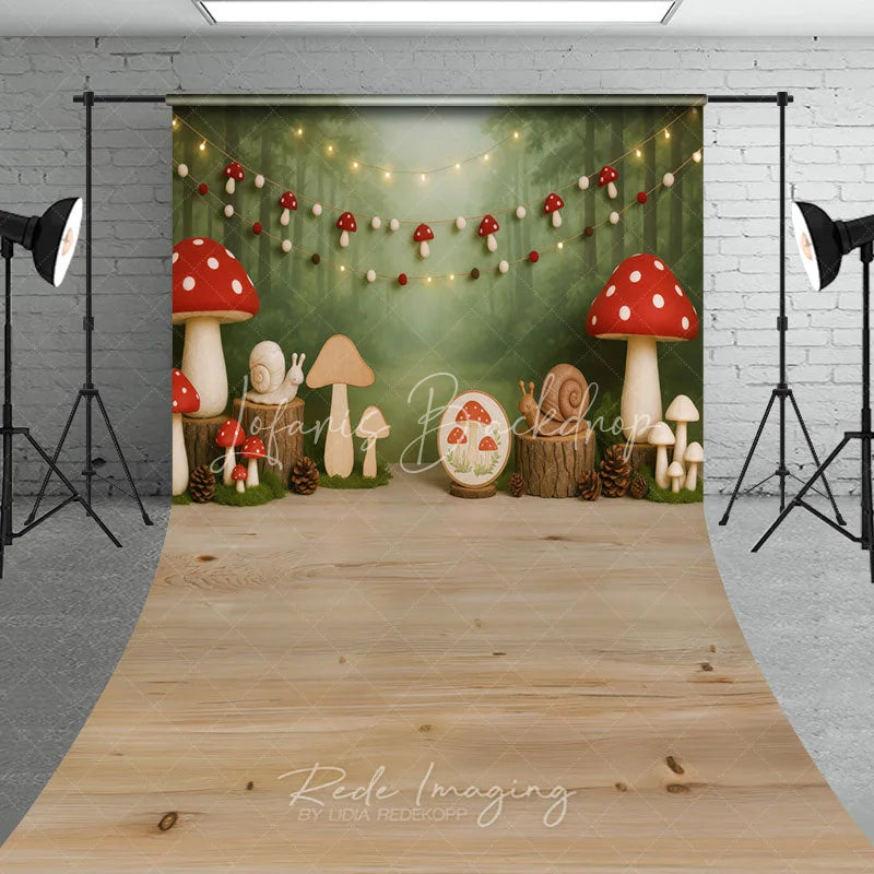 Lofaris Enchanted Forest Mushroom and Snail Sweep Backdrop Woodland Birthday Party Decor