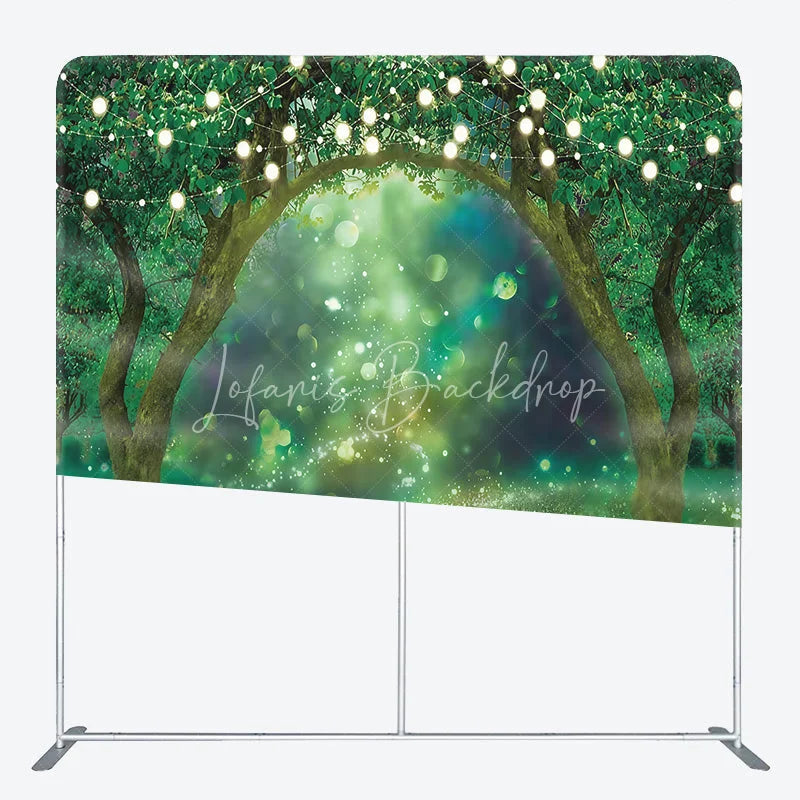 Lofaris Enchanted Forest Tension Fabric Backdrop String Lights Greenery Decor Magical Spring Garden Theme Background for Wedding
