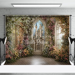 Lofaris Enchanted Garden Fairytale Castle Photography Backdrop Princess Birthday Party Floral Arch Window Decor
