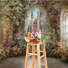 Lofaris Enchanted Garden Fairytale Castle Photography Backdrop Princess Birthday Party Floral Arch Window Decor