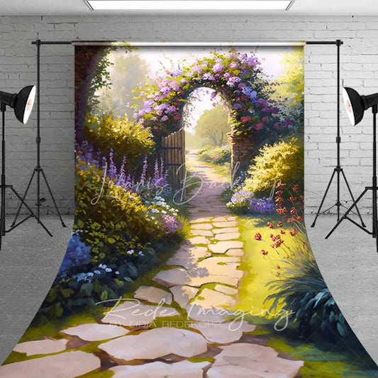 Lofaris Enchanted Garden Path Sweep Backdrop Floral Archway Spring Flowers Photography Background Wedding Party Decor