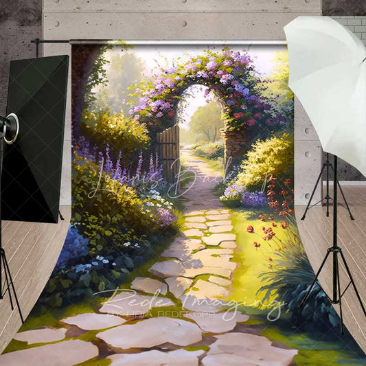Lofaris Enchanted Garden Path Sweep Backdrop Floral Archway Spring Flowers Photography Background Wedding Party Decor