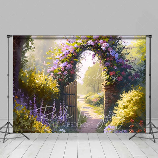 Lofaris Enchanted Spring Garden Arch Backdrop Blooming Floral Gate Path Romantic Wedding Bridal Shower Photography