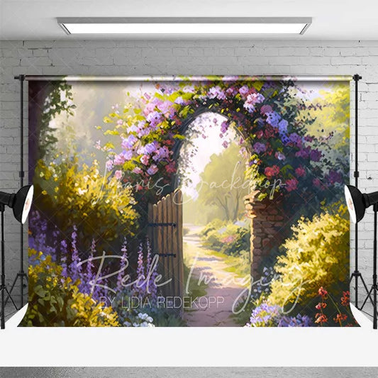 Lofaris Enchanted Spring Garden Arch Backdrop Blooming Floral Gate Path Romantic Wedding Bridal Shower Photography