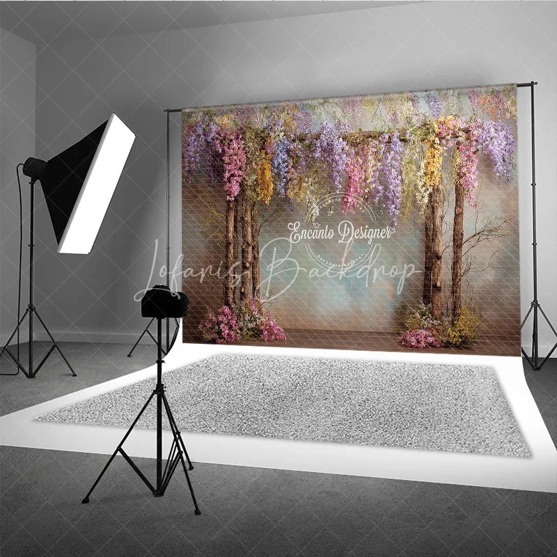 Lofaris Enchanted Wisteria Photography Backdrop Colorful Hanging Flowers Magical Forest Fine Art Portrait Background
