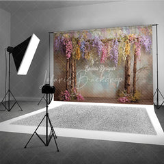 Lofaris Enchanted Wisteria Photography Backdrop Colorful Hanging Flowers Magical Forest Fine Art Portrait Background