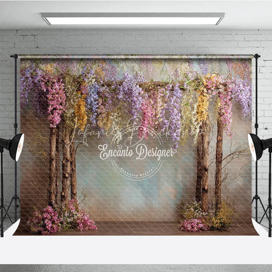 Lofaris Enchanted Wisteria Photography Backdrop Colorful Hanging Flowers Magical Forest Fine Art Portrait Background