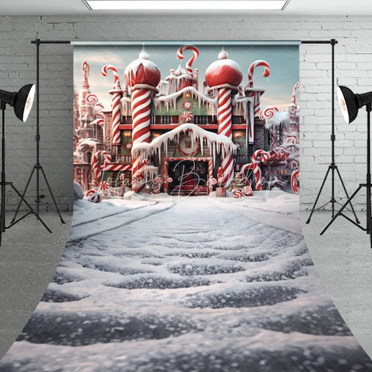 Lofaris Enchanting Candy Land Christmas Sweep Backdrop Festive Winter Wonderland Holiday Celebration Photo Decor